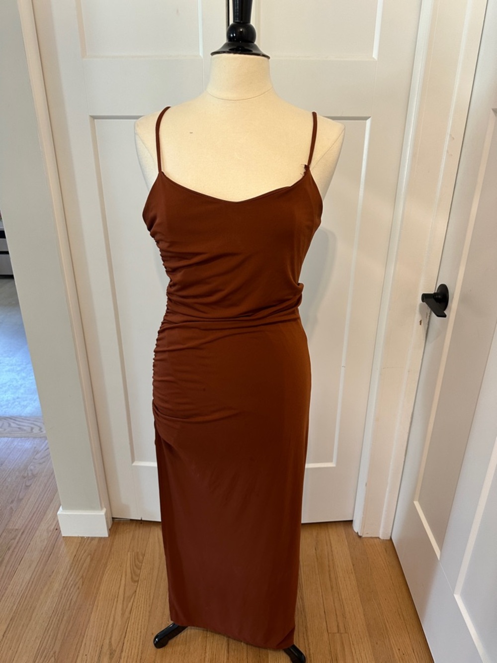 Emerald Sundae Spaghetti-Strap Chocolate Brown Maxi Dress